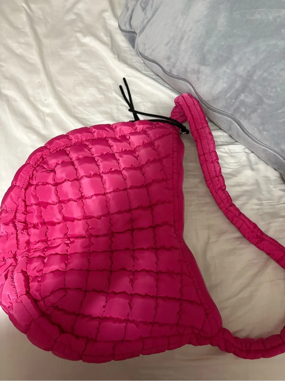 Hot Pink Quilted Shoulder Bag - Unbranded